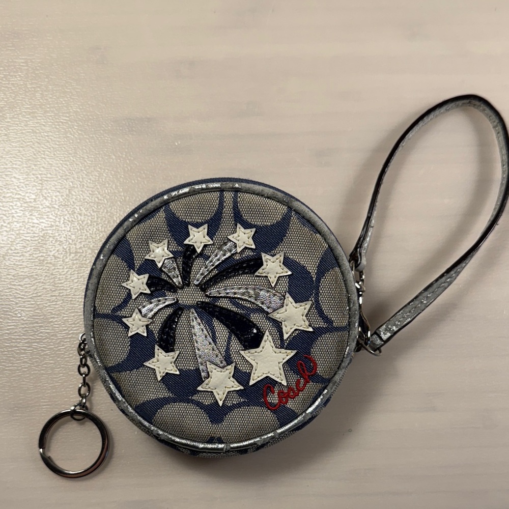 Coach Navy and White Star Wristlet